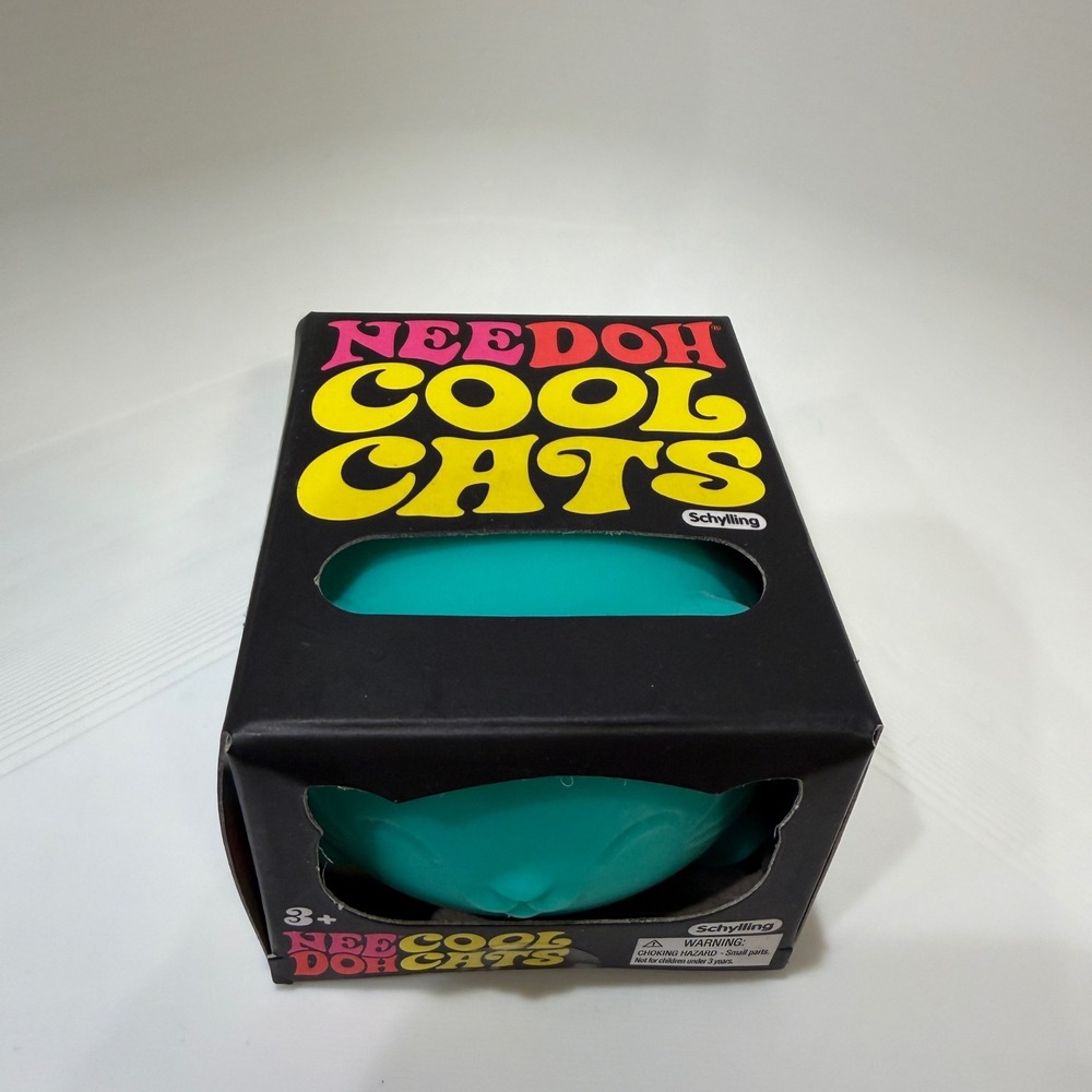 Schylling NeeDoh Cool Cats Teal Squishy Sensory Fidget Toy New